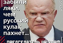 Геннадий Зюганов в Telegram-канале: забыли ляхи,  чем русский кулак пахнет