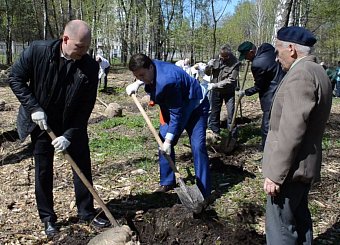 Первый секретарь Тульского обкома КПРФ Олег Лебедев вместе с ветеранами Великой Отечественной войны посадил алею в Центральном парке города-героя Тулы.